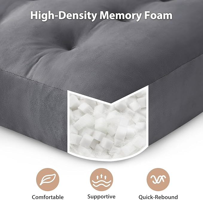 Meditation Floor Pillow Set of 4, Square Large Pillows Seating for Adults, Meditation Cushion Pillow,Tufted Corduroy Cushion for Tatami Living Room or Yoga, Dark Gray, 22x22 Inch