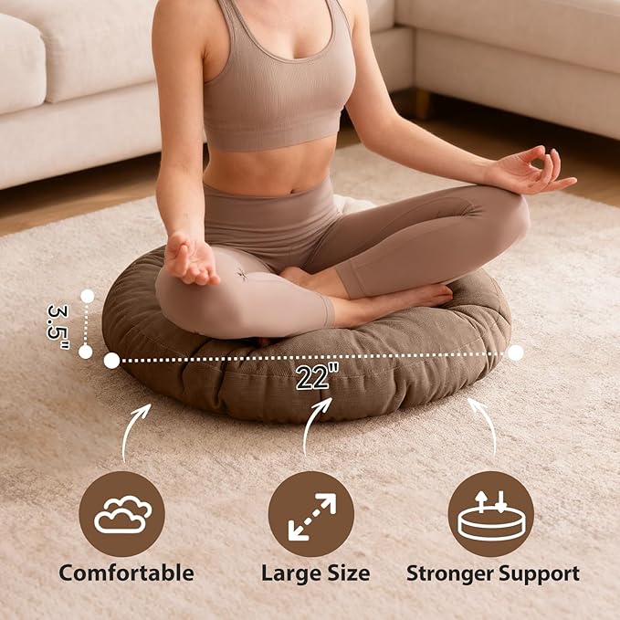 Tiita Outdoor Cushions Square Floor Pillow Thicken Tufted Seat Pad Large Floor Cushion for Yoga Meditation Living Room