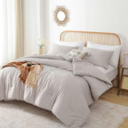 ROSGONIA Twin/Twin XL Comforter for College Girls Boys Linen Grey, 1 Comforter & 1 Pillowcase All Season Kids Comforter Sets Lightweight Dorm Bedding