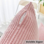 Home Brilliant Pillow Covers 20x20 Decorative Soft Velvet Corduroy Striped Square Throw Pillow Pack of 2 Cushion Cover for Bench, 50 x 50 cm, 20 x 20 Inch, Baby Pink