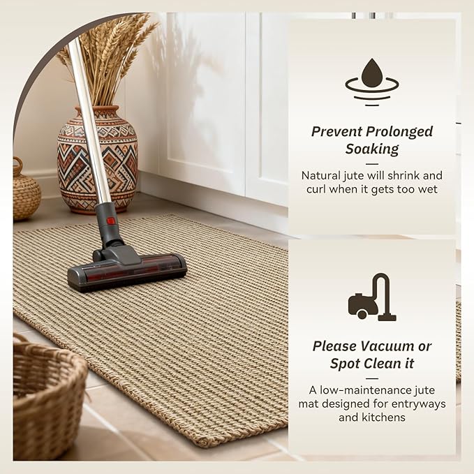 RESARE 100% Jute Kitchen Runner Rug Non Slip, 17"x72" Kitchen Mats for Floor, Natural Fiber Woven Rugs Boho Kitchen Floor Mat Carpet for Front of Sink, Hallways, Entryway, Laundry