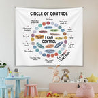 Circle of Control Your Mindset Wall Tapestry, Motivational Wall Hanging Decor , Mental Health Positive Reminder Banner for Teen Bedroom Living Room Dorm,Mental Health Office Decor,Growth Mindset Poster 59x51 Inch (Colorful-Health03)
