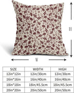 Burgundy Floral Pillow Covers 18x18 Set of 2 Vintage Rustic Old Style Cute Small Flower Burgundy Red Cream Print Decorative Outdoor Pillowcases Farmhouse Throw Cushion Case Decor for Couch Sofa Bed