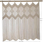 Macrame Doorway Curtains Wall Hanging Window Curtain Panels Closet Room Divider Boho Wedding Decor Backdrop Macrame Valance Boho Kitchen Valance (Ivory White, 33.4''W x 35.4''H)
