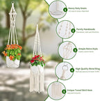 Macrame Plant Hangers, 6Pack Hanging Plant Holders Indoor w/ 6 Set Hooks Handmade Cotton Rope Plant Hangers Set Flower Pots Holder Stand Boho Home Decor Hanging Planters for Indoor Outdoor Plants