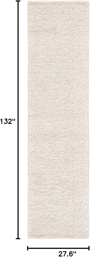 SAFAVIEH Natura Collection Runner Rug - 2'3" x 11', Beige & Ivory, Handmade Wool Blend, Textured Design, Ideal for Hallway, Bedroom, Foyer (NAT425B)