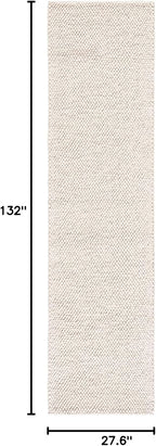 SAFAVIEH Natura Collection Runner Rug - 2'3" x 11', Beige & Ivory, Handmade Wool Blend, Textured Design, Ideal for Hallway, Bedroom, Foyer (NAT425B)