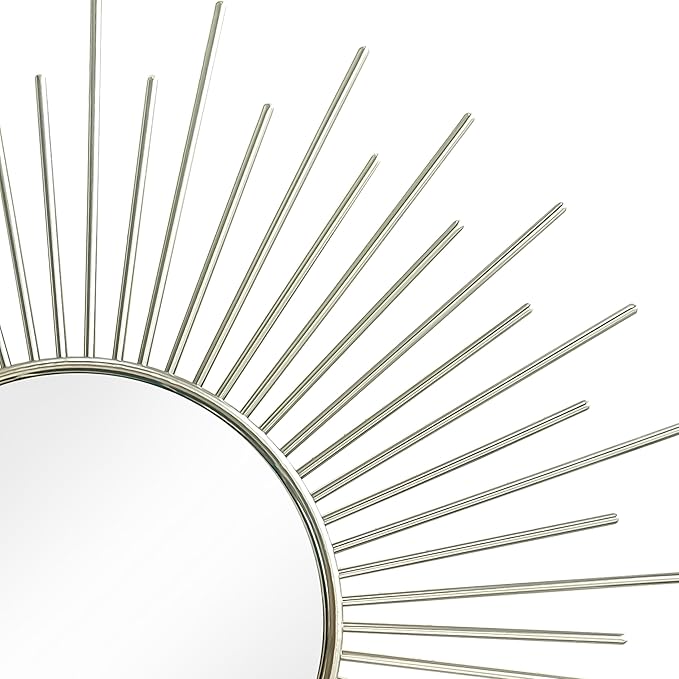 3 Pack Metal Mirrors for Wall Sunburst Wall Mirrors Home Décor Decorative Hanging Wall Art for Living Room Bedroom Entryway (Silver2, Sunburst)