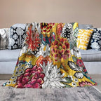 Boho Floral Throw Blanket Bohemian Colorful Flowers Print Mandala Blanket for Sofa Bed Couch Chair Or Dorm 40"x50"