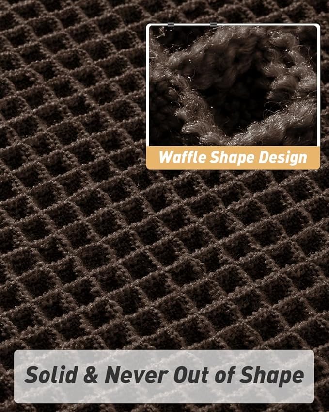AMOAMI Upgraded Waffle Bath Mat, Super Absorbent Non Slip Bath Mats for Bathroom Floor, Washable Bathroom Rugs with Tassels, Rubber Backed Bathroom Mats, Ultra Soft, 17" x 24", Chocolate