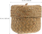 PRETYZOOM Woven Flower Basket with Lid Handmade Mini Storage Container for Sundries Seagrass Decorative Box for Home Parties and Flower Shops