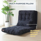 MAXYOYO Folding Sofa Bed, Tufted Bean Bag Bed with Pillows Floor Mattress for Adults, Extra Thick and Long Floor Sofa, Single Couch for Bedroom Living Room, Black, 30x91 Inch