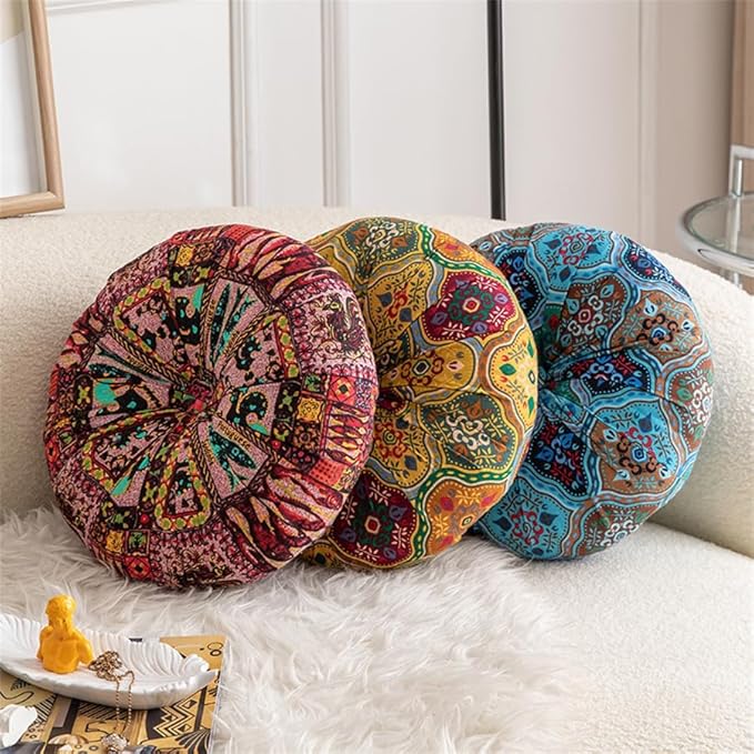 Bohemian Style D, 15.74x15.74inch, 1 Piece Thickened Comfort Design Soft Support for Floor, Chair & Home Decor