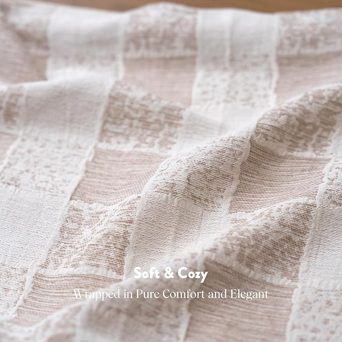 Decorative Neutral Throw Pillow Covers 20x20 Farmhouse Pillow Covers Cotton Check Cushion Covers Home Decor for Sofa Couch Living Room Bedroom 1PC, Taupe Check