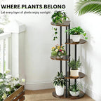 Tiered Plant Stand Indoor, Tall 5 Tier 6 Potted Wooden Plant Shelf for Multiple Flower Plants, Multi Corner Metal Plant Holder Indoor for Patio Garden Patent Design Living Room Balcony Bedroom, Rustic Brown