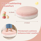 Macaron Bean Bag Chair for Kids and Teens, Medium Bean Bag Sofa with Memory Foam Filling, 27.5"×27.5"×13.5", Pink and White