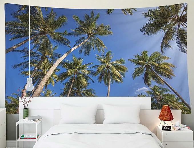 EMMTEEY Tree Tapestry Hanging Wall Decor Big 80X60 Inch-Coconut Palm Tree Tropical Summer Durable Tapestry Wall Hanging for Living Room