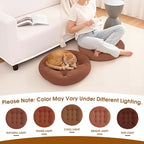 2Pcs Floor Pillows for Adults, 22x22 Inch Meditation Cushions, Large Round Sitting Cushion Living Room Memory Foam Pillow for Sitting (2, Brown, 22x22x4 Inch)