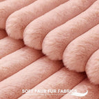 Pallene Faux Fur Plush Lumbar Throw Pillow Covers 12x20 Set of 2, Luxury Soft Fluffy Striped Decorative Pillow Covers for Sofa, Couch, Living Room, Pink