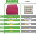 MeMoreCool Square Floor Pillow Seating for Adults Kids, Large Meditation Cushion Floor Pillow with Thick Foam & Soft Tufted Cover, Washable Big Pillow Seat Floor Cushion for Sitting Yoga 24" Wine