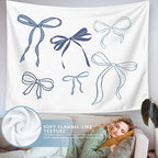 LIANGW Coquette Blue Bow Tapestry Wall Hanging, Coquette Preppy Room Decor, Girly Aesthetic Wall Blanket Decor for Girls Room College Dorm Apartment, 50x60 Inch
