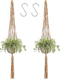 LINXIU Macrame Plant Hangers Jute Plant Hanger Indoor Hanging Plants Holders with 2 Hooks for Home Decor Wall Flower Pots Basket 2 Packs