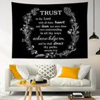 EOBTAIN Bible Verse Tapestry Wildflower and White Christian Scripture on Black Wall Tapestry Inspirational Quotes Aesthetic Tapestries Wall Hanging Decor for Living Room Bedroom 59"x51"