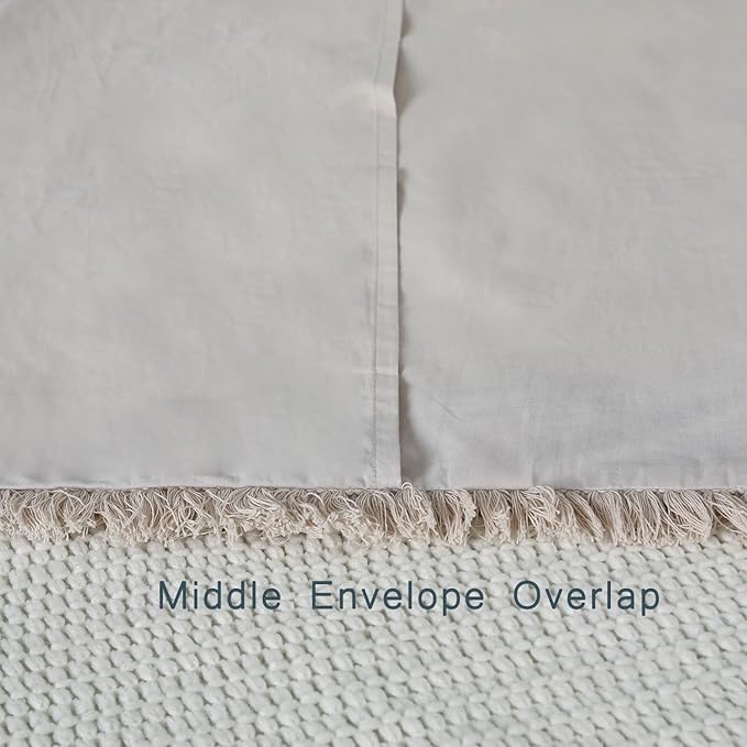 YINFUNG Quilted Pillow Shams Natural Beige Linen Queen Set of 2 Muslin Cotton Farmhouse Oatmeal Tassel Fringe Pillowcases Matelasse Boho Decorative Textured Gauze 20×30 Light Brown
