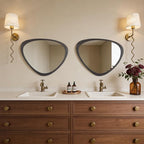 WallBeyond Asymmetrical Mirror, Irregular Wall Mirror, Wall Mirrors Decorative for Bedroom Living Room Entryway Hall, Wood Mirror for mid Century Modern Decor 25" H x 20" W, Black