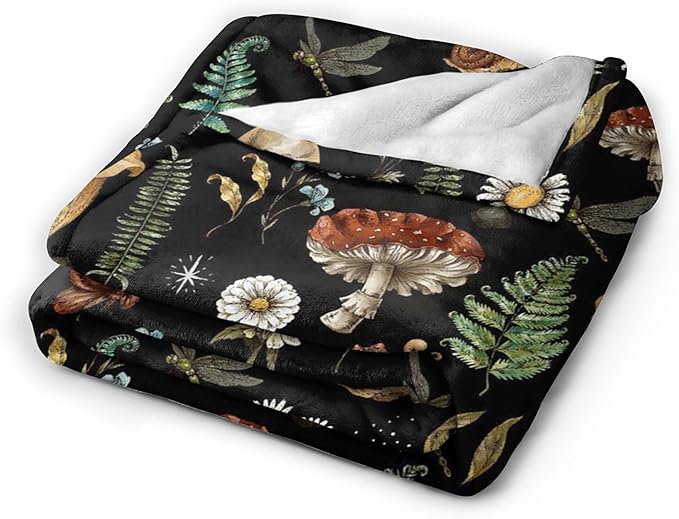 Mushrooms Throw Blanket, 320gsm Fluffy Cozy Soft Warm Plush Lightweight Decorative Blanket Gifts for Women Men Girls Boys Kids Baby, Blankets Quilt for Bed Sofa Chair Couch (80"x60")