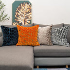 Yangest Orange Square Throw Pillow Cover Wavy Velvet Cushion Cover Modern Zippered Pillowcase for Sofa Couch Bedroom Living Room Chair, 24 x 24 Inch…