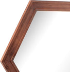 Stonebriar Decorative 24" Hexagon Wall Mirror with Redwood Frame and Attached Hanging Bracket, Decorative Country Rustic Decor for The Living Room, Bedroom, Bathroom, Hallway, and Entryway