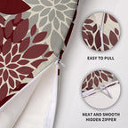 Burgundy Grey Gray Pillow Covers 20X20 Inch Set of 2, Dahlia Flower Spring Summer Floral Cream Decorative Throw Pillow Covers Outdoor Modern Farmhouse Cushion Case for Home Couch Sofa Bed Decor