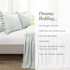 Lush Decor Ruffle Skirt Bedspread Set - 3-Piece Luxurious Farmhouse Bedding - Elegant Ruffle Detail - Timeless Style - Soft Lightweight Sheets - King, Sea Salt