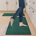 Kitchen Mat Set of 2 PCS, Christmas Cushioned Non Slip Rugs for Kitchen Floor, Absorbent Runner Comfort Standing Mats Washable for Kitchen, Office, Home (Green, 17.3"x47"+17.3"x30")