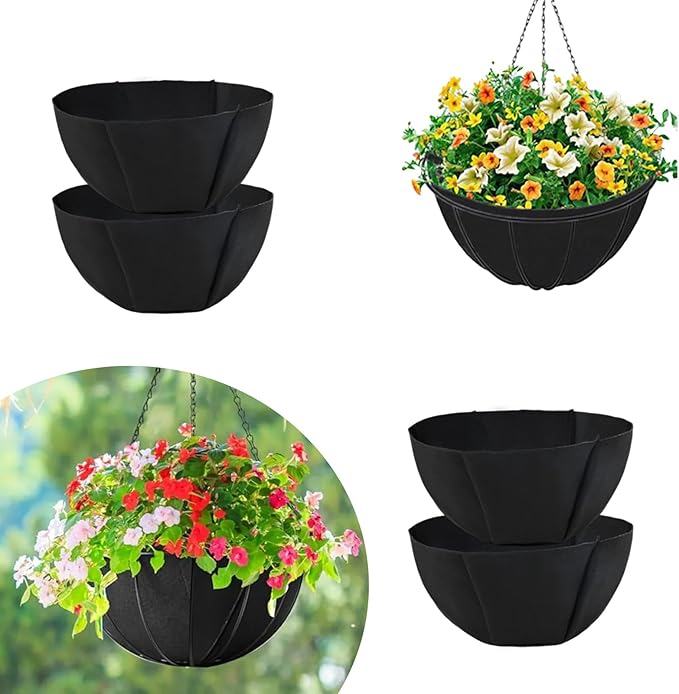 hehimhis 4Pcs 12 Inch Round Non-Woven Planter Basket Liner, Hanging Basket Fabric Liners Coco Fiber Liner Replacement for Hanging Flower Pot (4, 12inch)