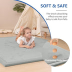 Baby Play Mat for Floor,1.3" Thick Memory foam Tummy Time Mat,Water Repellent Soft Velvet Nursery Rug,Extra Large Non Slip for Crawling,Toddlers,Infants,kids,Tatami Style for Living Room(Light Grey)