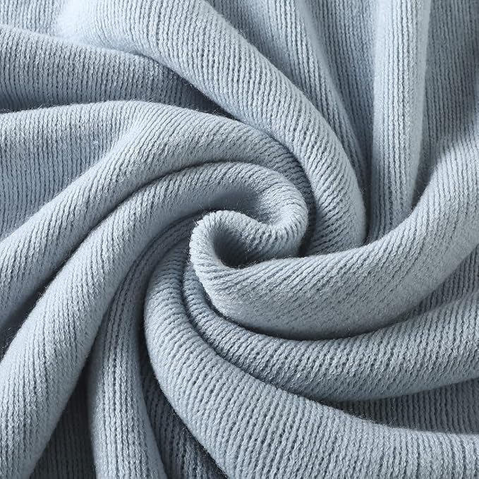 Homiest Decorative Knitted Throw Blanket with Fringe, Lightweight Acrylic Knit Blanket, Soft & Cozy Tassel Blanket for Couch Sofa Bed (Mist Blue, 60 x 80 Inch)