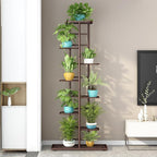 LINZINAR Plant Stand Indoor Outdoor Metal 8 Tier 9 Potted Multiple Flower Pot Holder Shelf Planter Display Shelving Unit for Patio Garden Corner Balcony Living Room