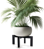 Wenqik 1 Pack 16 Inch Wood Plant Stand Wooden Plant Pot Holder Mid Century Rattan Flower Boho Rustic Stool Holder for Indoor Gardening Patio, Fit 8-18 Inch Pot (Black)
