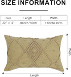 Boho Geometric Textured Lumbar Pillow Cover 12x 20, Woven Tufted Neutral Decorative Linen Pillow Cushion Case, Farmhouse Home Decor for Outdoor Couch Bedroom Car Sage Green