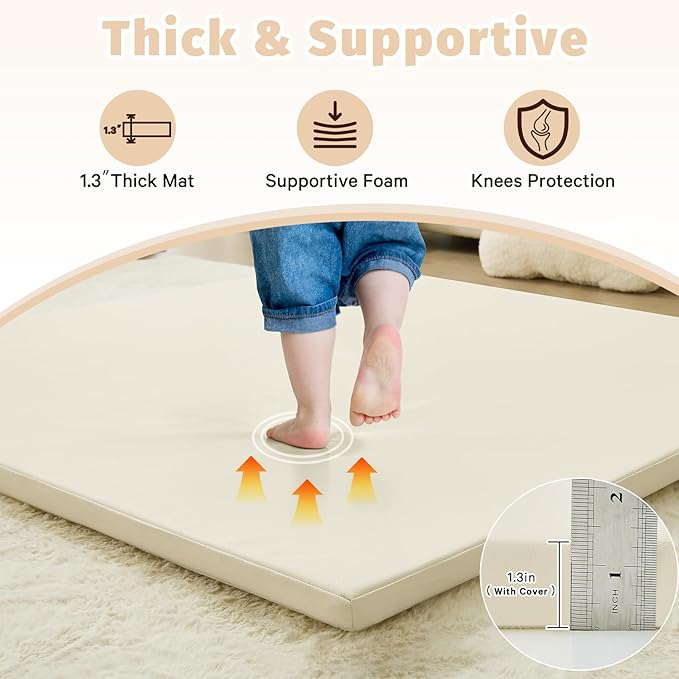 Waterproof Baby Play Mat for Floor Memory Foam 74 * 50 Cushion Playpen Playmat Tummy Time Crawling Mat Nursery Rug Thick Pad Create Soft & Safe Area for Infants,Toddler,Kids,Beige