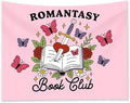 Romantasy Book Club Tapestry - Fantasy Books Library Tapestries, Pink Magical Document Tapestrys, Cute Aesthetic Fairy Tapestries Wall Hanging, Beach Throws Table Cloth Bedding Tapestry - 50 x 60 Inches