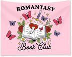 Romantasy Book Club Tapestry - Fantasy Books Library Tapestries, Pink Magical Document Tapestrys, Cute Aesthetic Fairy Tapestries Wall Hanging, Beach Throws Table Cloth Bedding Tapestry - 50 x 60 Inches