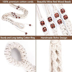 Macrame Plant Hanger with Colored Wood Beads and 4PCS Hooks, Elegant Hanging Plant Holder for Indoor Outdoor Plants, Sturdy Hanging Planters with No Tassel, 33 Inch, Ivory, Set of 2