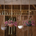 Root & Vessel Self Watering Hanging Planter for Indoor or Outdoor Plants, Unique Marbled Hanging Basket Made of Eco-Friendly Blend of Stone & Plastic, Gray, 10"