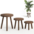 Bamworld Plant Stands Indoor 3 Pack Single Plant Stand for Multiple Plants Corner Plant Stool Wooden Plant Stands for Patio Garden Balcony Living Room Bedroom(Brown)