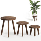 Bamworld Plant Stands Indoor 3 Pack Single Plant Stand for Multiple Plants Corner Plant Stool Wooden Plant Stands for Patio Garden Balcony Living Room Bedroom(Brown)