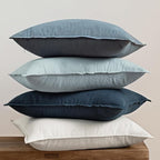 MIULEE Blue Linen Pillow Covers Pack of 4 Decorative Natural Throw Pillow Covers Soft Accent Boho Farmhouse Couch Pillowcases Modern Spring Home Coastal Decor for Living Room Bed Sofa 20x20 Inch