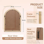 24" x 36" Arched Wall Mirror, Handwoven Natural Bamboo (Warm Tone) Strip Frame, 2-Inch Deep Textured Design, Boho Coastal Mirror for Entryway, Bedroom, Living Room, Vertical Hanging